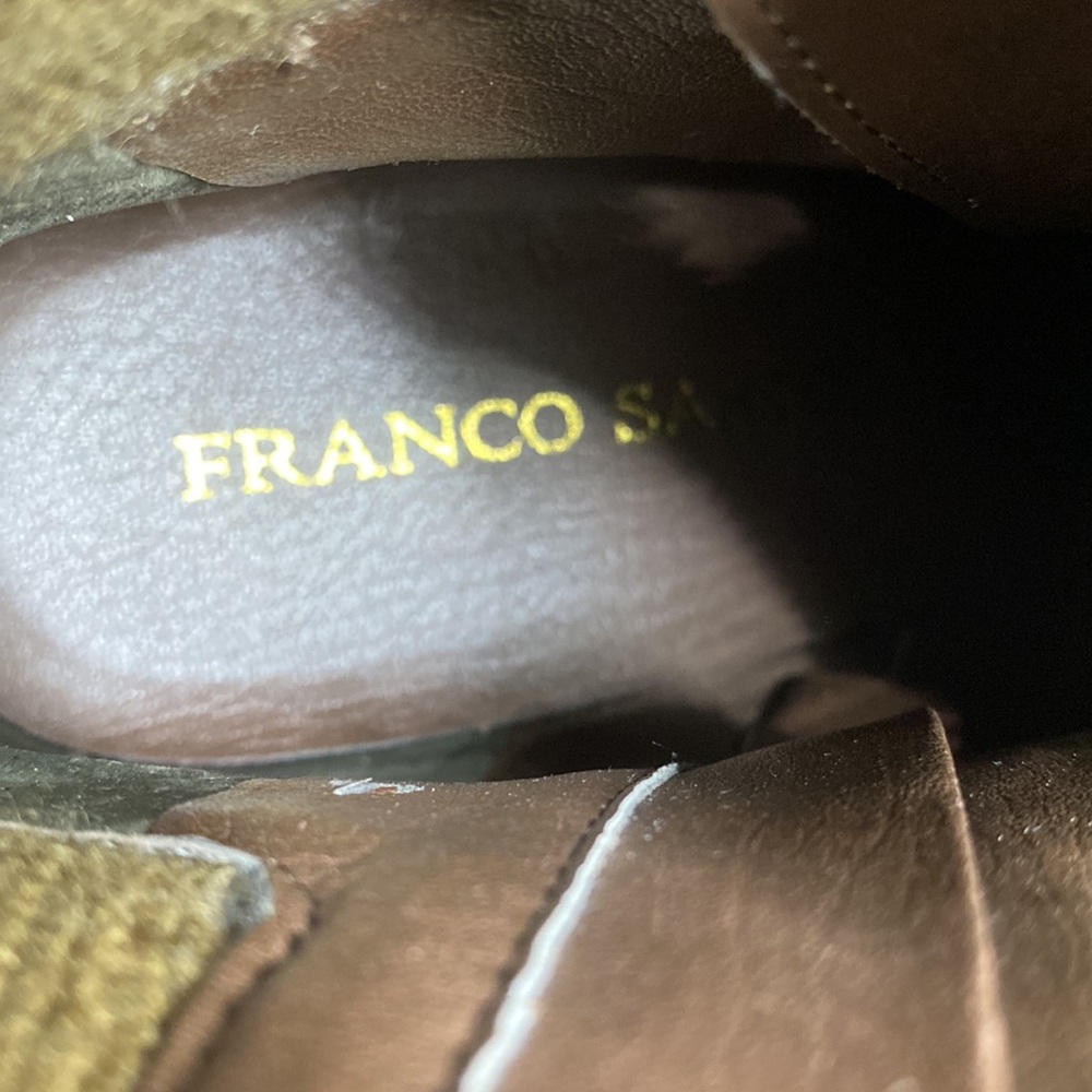 Franco Sarto Westerly Ankle Booties Wedges Shoes Tan Leather Suede Womens 7.5 M - Picture 8 of 15